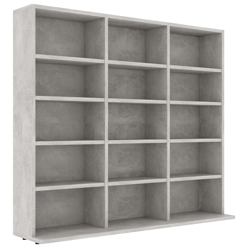 Tomostar Étagère Rangement CD/DVD, Meuble de Rangement CD et DVD Armoire à CD Étagère Bibliothèque Gris béton 100x23x89,5 cm Bois d’ingénierie