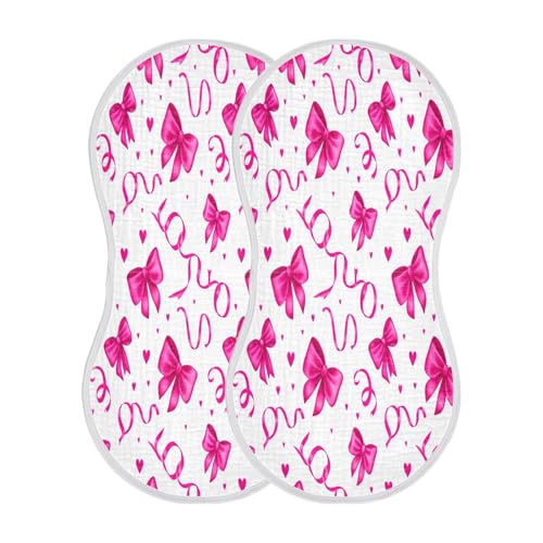 Kigai Pink Bows Baby Burp Cloths Extra Soft and Absorbent Burping Rags Cotton Burping Clothes Baby Washcloths for Newborn Boys Girls - 1 Pack