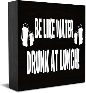 Wooden Box Sign Decorative Be Like Water Drunk Wood Box Sign Art Home Bathroom Shelf Desk Decoration 5 X 5 Inches Present
