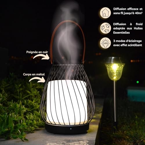 Zen'Aroma - Difusor ultrasónico inalámbrico Milano, batería Recargable integrada de 20 Horas, difusor de Aceite Esencial nómada, difusión Continua o por alternancia, 3 Modos de iluminación LED Blanco - imagen 3