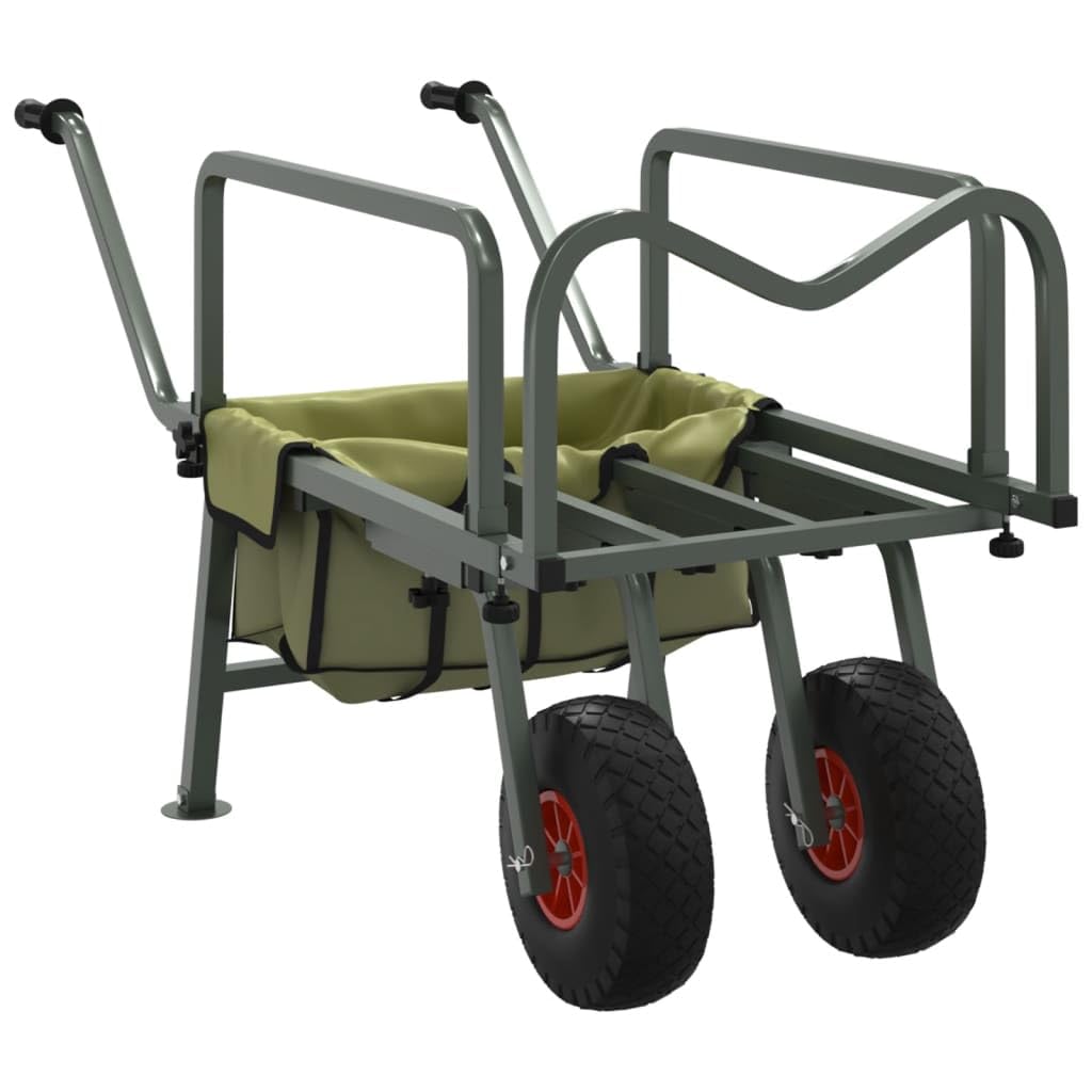 Brokky Carrello da Pesca Verde con 2Ruote Acciaio Verniciato a Polvere|Carrello Trolley Pieghevole Pickup