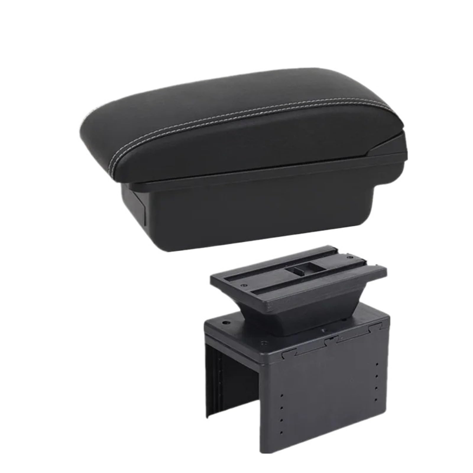 GBGWRMRYX Center Armrest Box Car Armrest Box Universal Model Storage Retrofit Parts Increase Relieve Fatigue Accessories Arm Rest(A Black white NOUSB)
