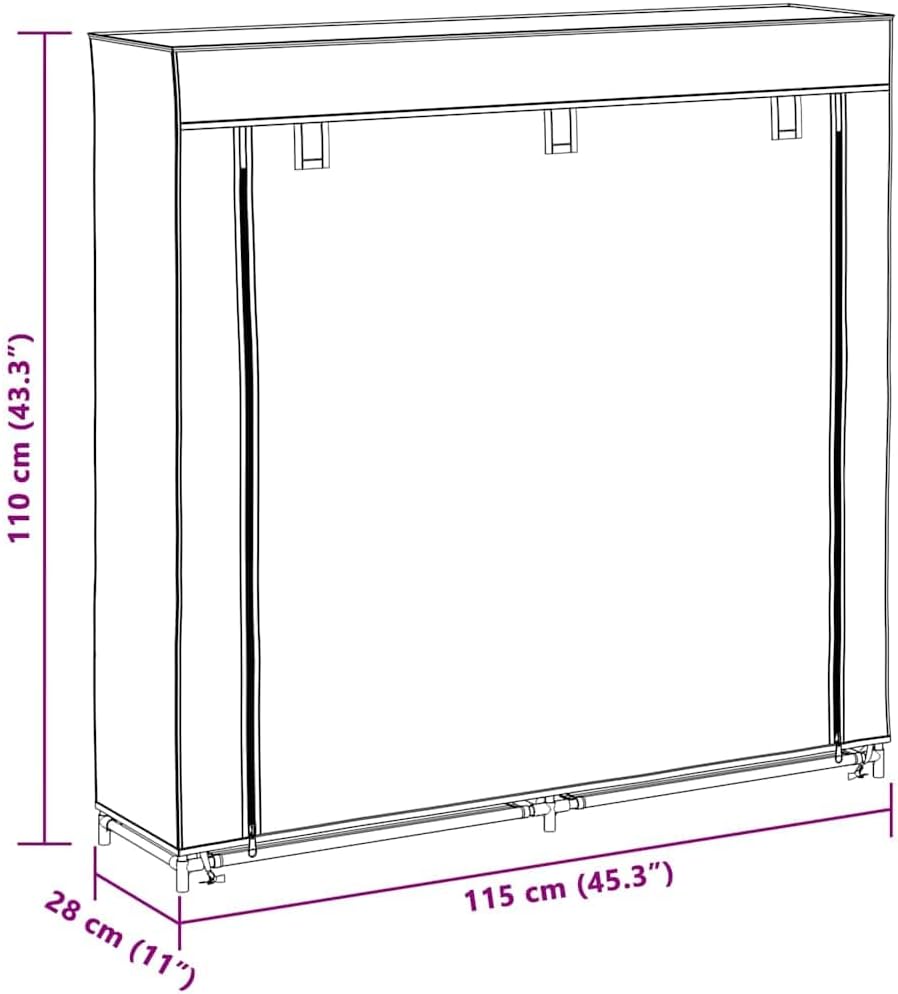 vidaXL Shoe Rack Brown Powder Coated Tubes 45.3x11.0x43.3in Lightweight