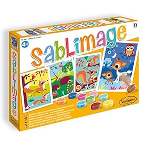 Sentosphere 3908801 Sablimage zandafbeeldingen knutselset voor kinderen, motief “bosdieren”, creatieve set, doe-het-zelf