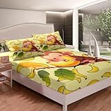 Feelyou Kids Monkey Fitted Sheet Cute Cartoon Zoo Animal Bedding Set Lovely Little Monkey Bed Sheet Set for Boys Girls Children Bedroom Decor Nature Banana Bed Cover Twin Size with 1 Pillow Case