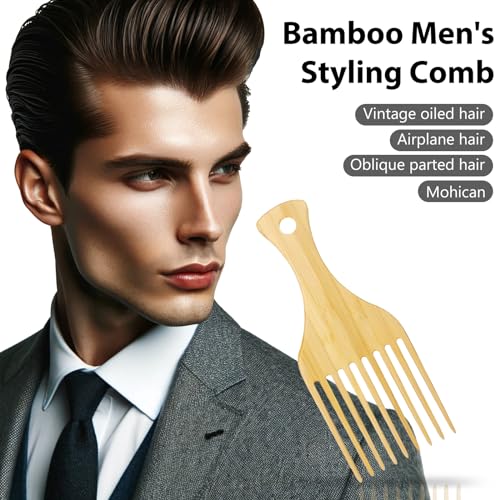 Set 2 Peines de Bambú para Cabello Afro Natural Antiestático miniatura 3