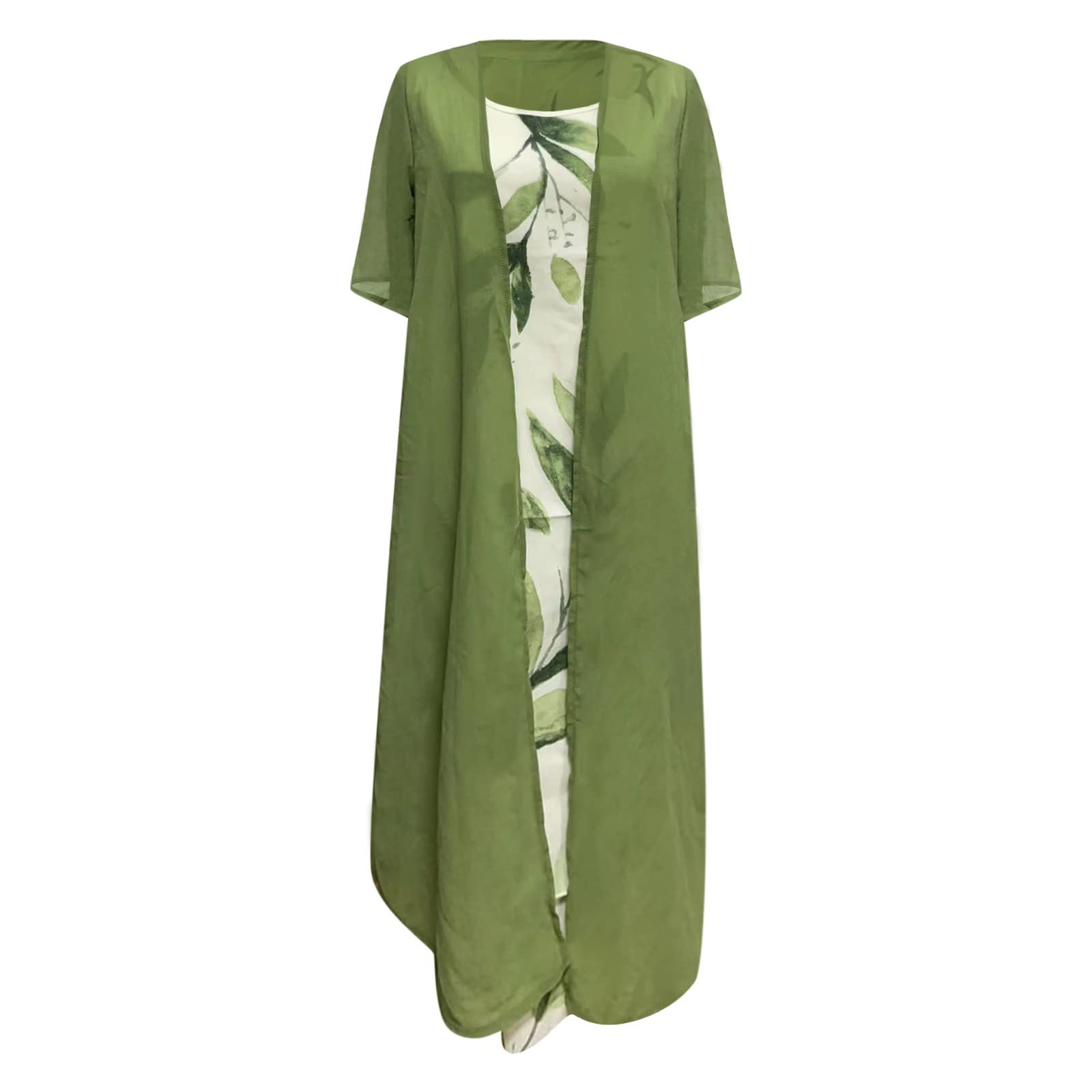 Chiffonkleid Set Damen: Festlich Abendkleid+Chiffon Strickjacke, Elegant Lang Sommer Brautkleider Zweiteiliges Schicke Knielang Sommerkleider Anzug Große Größen Cocktailkleid Strandkleid