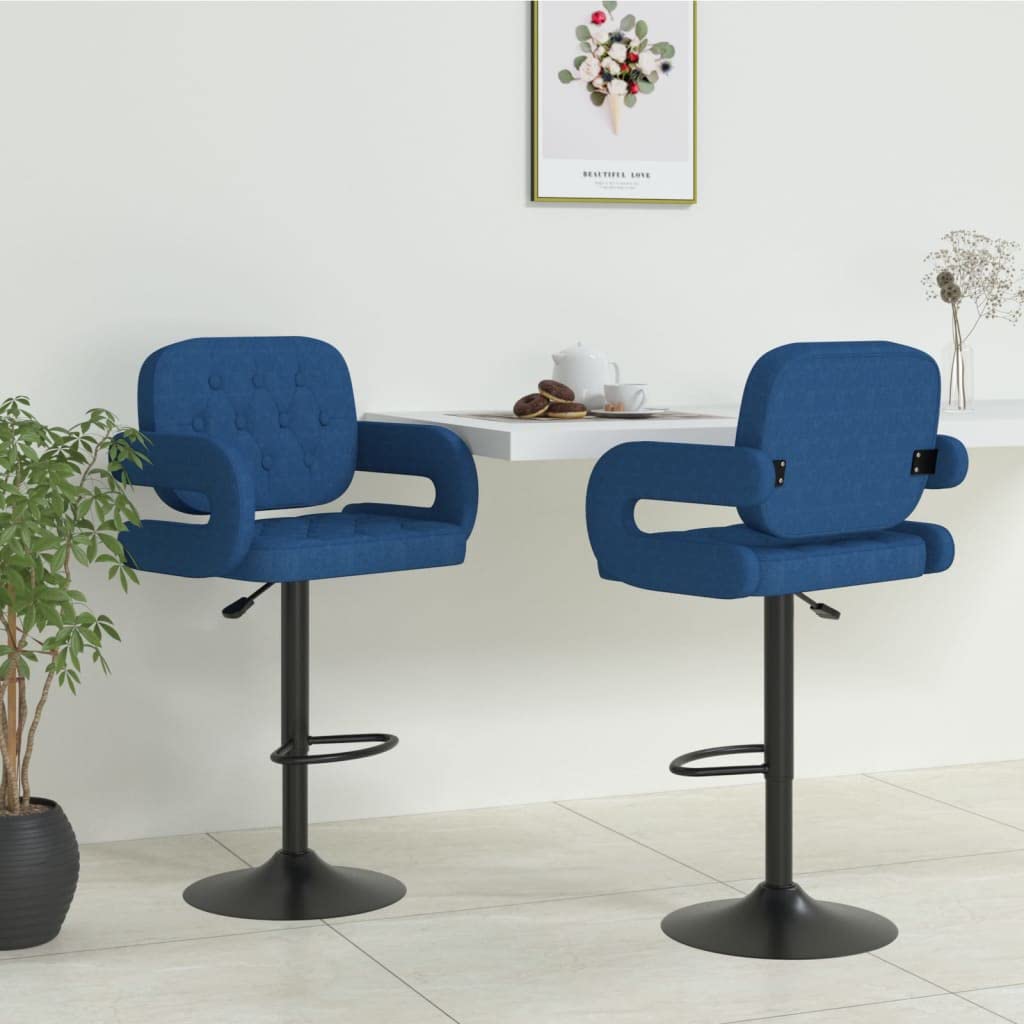 Tabouret de bar bleu confortable pour éviter le mal de dos avec dossier et assise réglable
