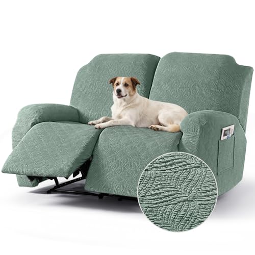 Image of Timeles Recliner Covers Extra Wide Recliner Loveseat Covers Oversized Reclining Couch Covers Sofa Slipcovers Stretch Soft Washable (Two-Seater Oversized, Winter Mint)
