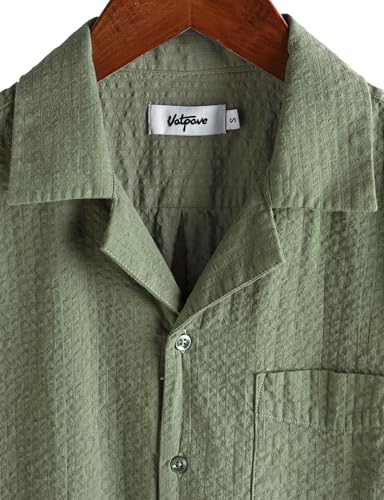 Image of VATPAVE Mens Striped Summer Shirt Casual Button Down Short Sleeve Beach Shirts Cotton Shirts for Men