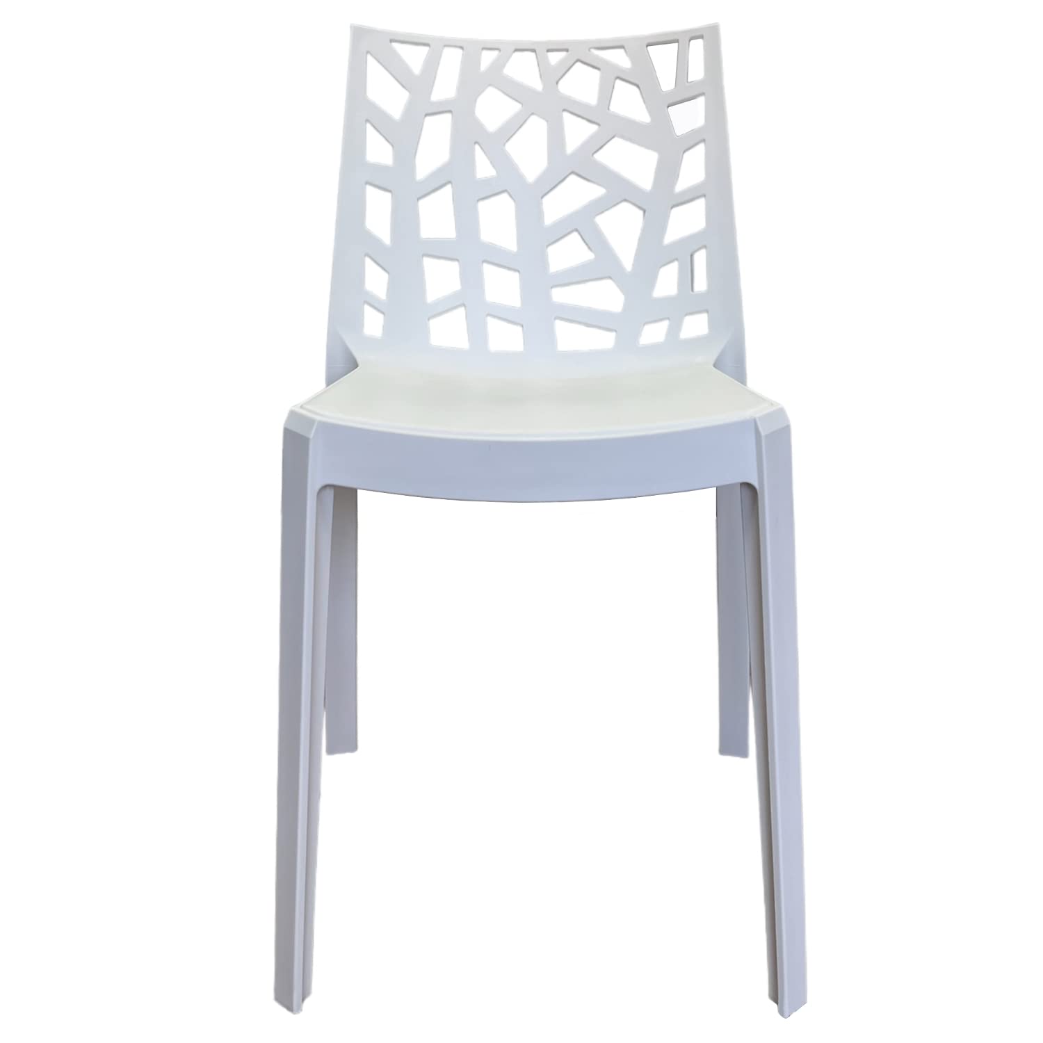 Marvin Sedia In Polipropilene Da Interno Esterno Giardino Impilabile Design Sedie Resistenti Moderne Per Terrazzo Bar Locali Commerciali (White, 4)