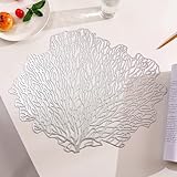 Lote de 10 plazas de 38 x 46 cm, posavasos moderno, árbol hueco, PVC, plata
