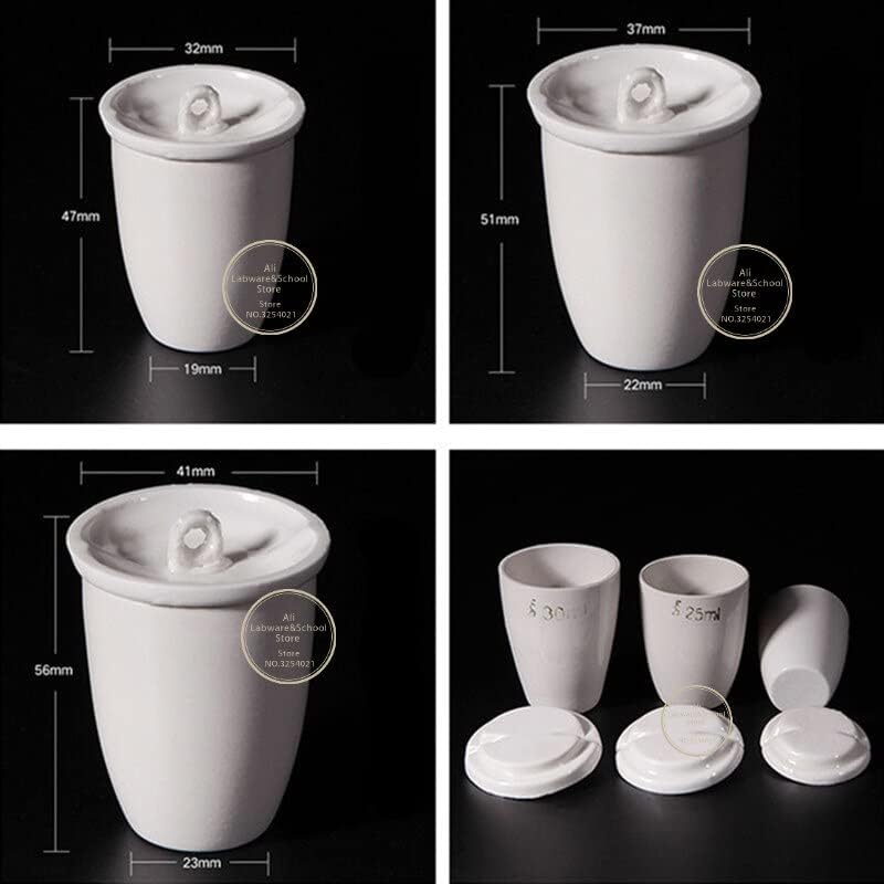 10pcs/lot lab 20ml 25ml 30ml Ceramic volatilizing Crucible with Cover for high Temperature Analysis (Size : 30ml)
