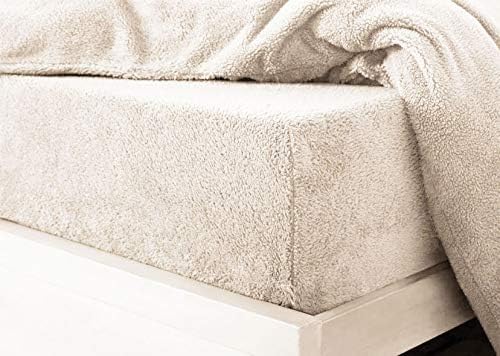 Teddy Fleece Fitted Sheet Super Soft Warm Extra Deep Bed Sheet Cozy Winter Bedding All UK Sizes (Cream Single Fitted Only) — image 1
