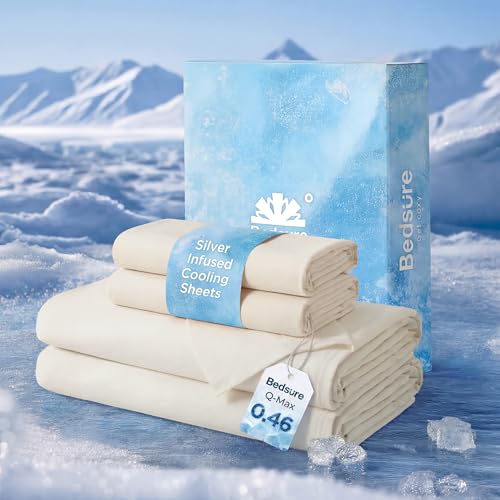 Bedsure Silver Infused Bed Sheets, Cooling Sheets for Hot Sleepers and Night Sweats, Deep Pocket Up...