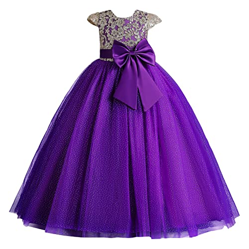 Sequins Pageant Dress for Girls Tulle Flower Girl Dresses for Wedding Birthday Princess Party Ball Gowns for Kids