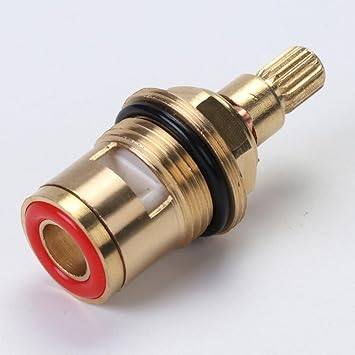 Tap Valve Cartridge Replacement Ceramic Disc Gland Quarter Turn 20 Teeth G1/2 Inch for Kitchen Bathroom Sink Basin Mixer Repair Copper