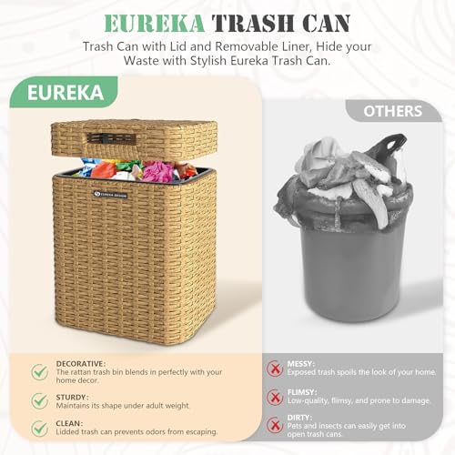 Caneca de Basura Ypati de Rattan con Tapa y Forro Extraíble miniatura 3