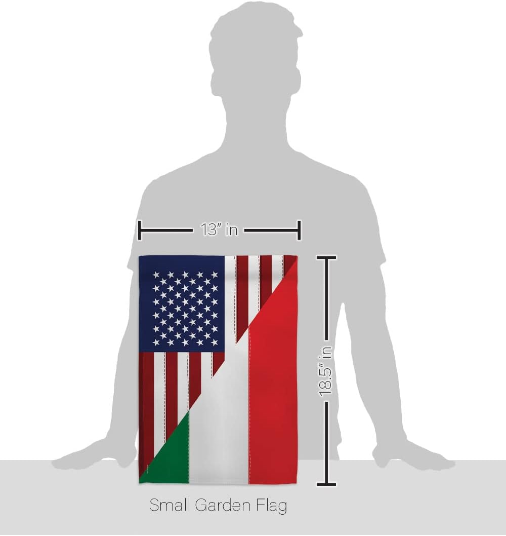 Breeze Decor US Italian Friendship Garden Flag Regional American Alliance World Country Particular Area House Banner Small Yard Double-Sided, 13"x18.5", Decorations Gifts Made in USA