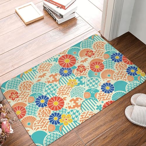 玄関マット 室内 屋外 花柄 和風 和柄 ドアマット おしゃれ 滑り止め お風呂マット 泥落とし 洗える 浴室 ベットルーム 台所 寝室 業務用 家庭用 四季通用 プレゼント 40×60cm