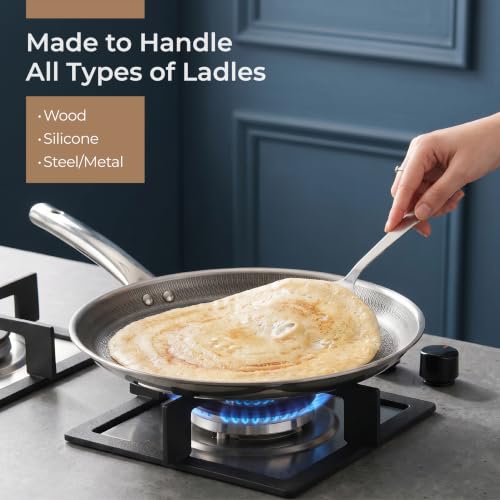Image of Lifelong Triply Honeycomb Dosa Tawa for Kitchen | 3-Layered SS Construction | Nonstick Coating | 2.5mm Thickness | Scratch-Resistant | Even Heating with Less Oil | Gas & Induction Compatible (30cm)