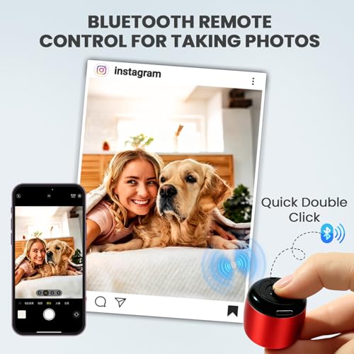 Image of Best Mini Portable Bluetooth Speaker with HD Sound & Bass I Smallest Wireless Bluetooth Speakers for Phone /PC /Tablet I Photo Selfie Button Answer Phone Calls I Cute Tiny Speaker (Red)