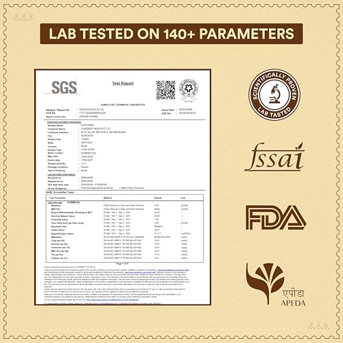 Image of BAROSI Desi Cow Ghee 1 Litre | Danedar Ghee | Lab Tested | Grass-Fed Desi Cow |Naturally Rich In Good Fats & Antioxidants | Suitable for Daily Cooking | Rich Aroma, Golden Colour | Glass Jar(1000 ml)