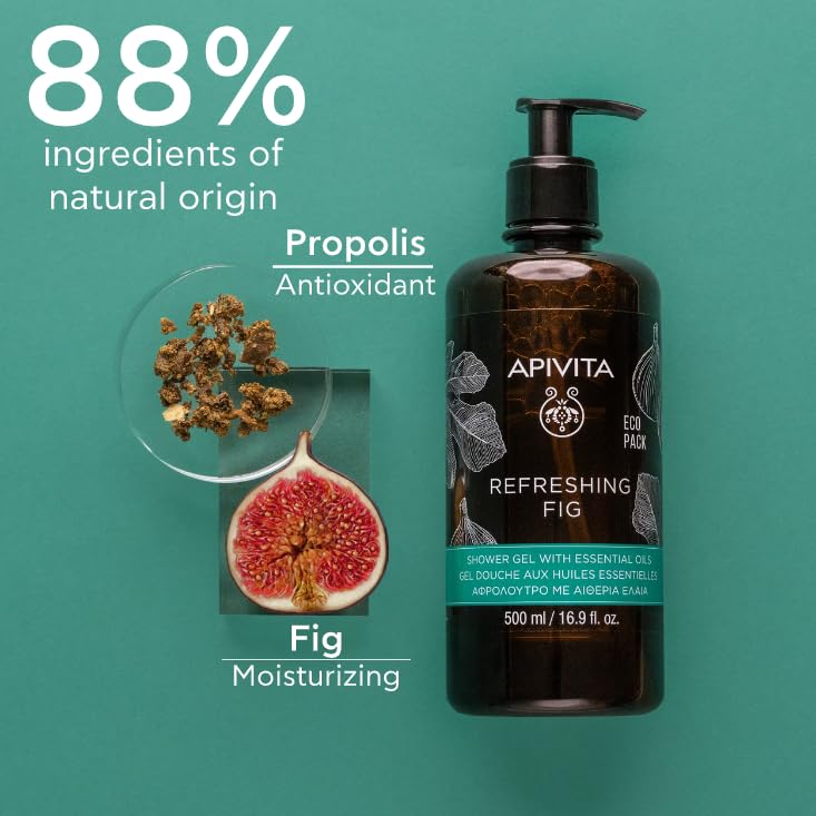 APIVITA Refreshing Fig Shower Gel | Moisturizing & Revitalizing Body Wash with Fig, Propolis & Essential Oils, 500 mL / 16.9 oz - Image 2
