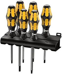 Wera 05024410001 Kraftform Plus 977/6 Torx Screwdriver Set and Rack, 6-Piece,Black