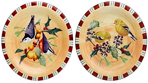 Winter Greetings (1999-2011) Lenox Goldfinch and Nuthatch Winter Greetings Everyday Set of Two (2) Salad Plates Birds
