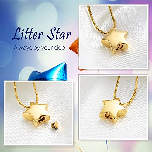 VCCWYQK Cremation Jewelry Small Star Urn Necklace for Ashes for Women Stainless Steel Memorial Necklace for Ashe Human Pet - Image 3