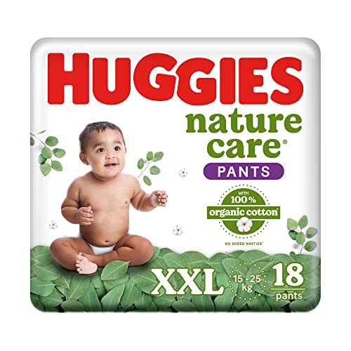 Image of Huggies Nature Care Pants for Babies, Double Extra Large (XXL) Size Baby Diaper Pants, 18 Count & Mamaearth Deeply nourishing natural baby wash (400 ml, 0-5 Yrs)