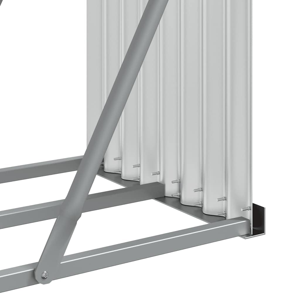 Kaminholzunterstand Silbern 180x45x100 cm, Verzinkter Stahl Kaminholzständer für Brennholz, Holzablage für Kamin mit Wandhalterung, stabiler Metall Holzspeicher für Außen