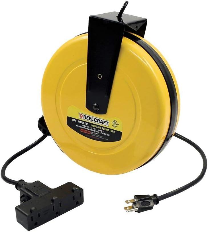 Reelcraft LD2030-163-9 Spring Driven Cord Reel with 30-Feet of 16/