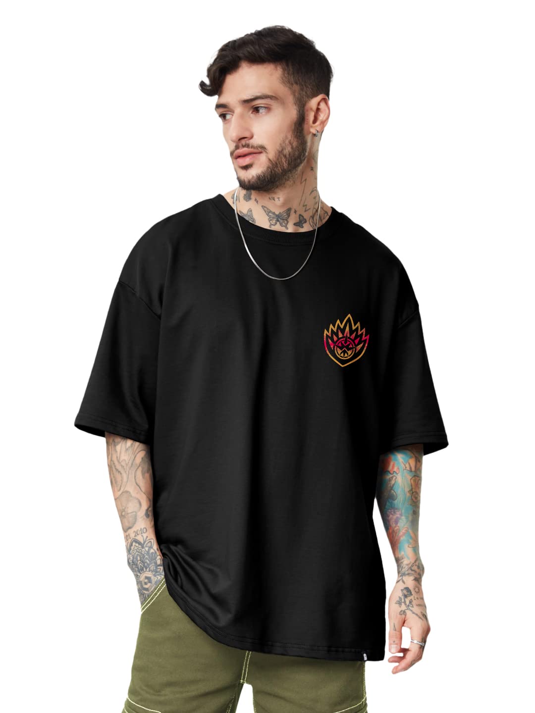 The Souled StoreOfficial GOTG: Stay Weird Men and Boys Oversized fit Graphic Printed Half Sleeve Cotton Black Color Men Oversized T-Shirts