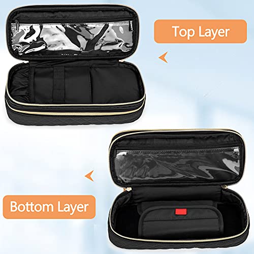 Image of Damero Double Layer Stethoscope Case Compatible with 3M Littmann /ADC /Omron Stethoscope, Stethoscope Carrying Case Travel Bag for Nurse Accessories, Black