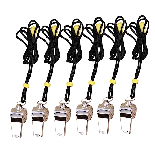 6 silbatos de acero inoxidable con cuerda para deportes