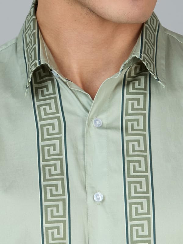 Image of Men's Printed Regular Fit Full Sleeves Cotton Formal Shirt