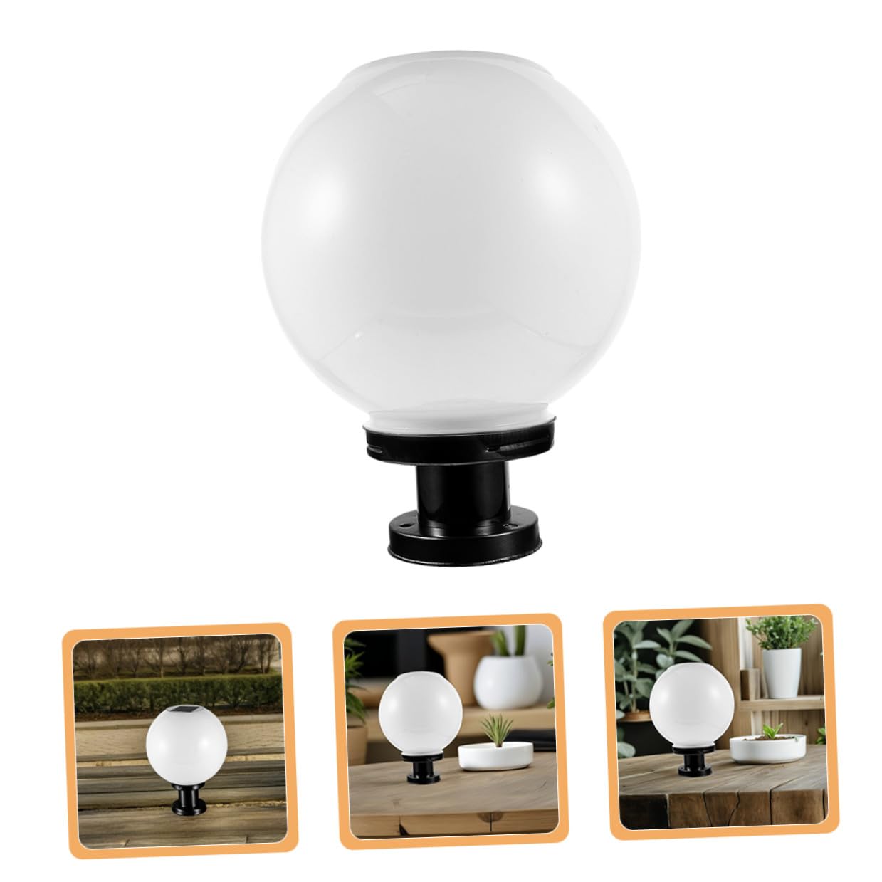 Lampada Solare Sfera Lampione Giardino, Luce da Esterno con Sensore Automatico, Base in Acciaio Inox e Paralume Acrilico per Giardino