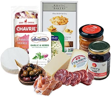 The Cheese Lover Shop BoardsbyMo Holiday Kit, Cheese Platter with 5 Gourmet Cheeses and 6 Accompaniments, Cheese Sampler Gift Set