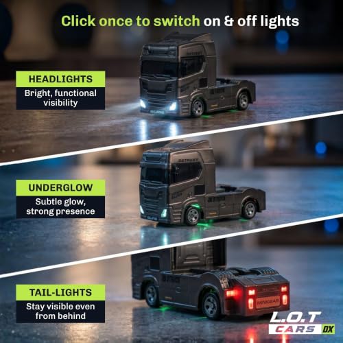 Image of MAC 1:64 Scale RC Drift Truck, 2.4Ghz Remote Control Car Toy, RC Drifting Car, RC Cars, Mini RC Drift Car, 2 Speed Modes, Multi LED Lights and Underglow (Black)