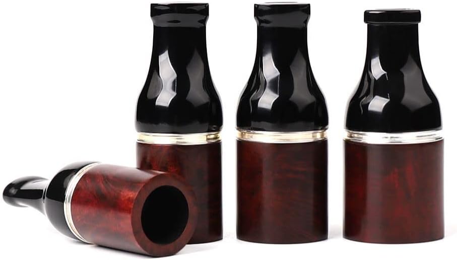 MUXIANG Briar Wood Cigar Mouthpiece Holder Cigar Handmade Natural Wooden Cigar Filter Holder (4 Size Sets), Red, ba0004