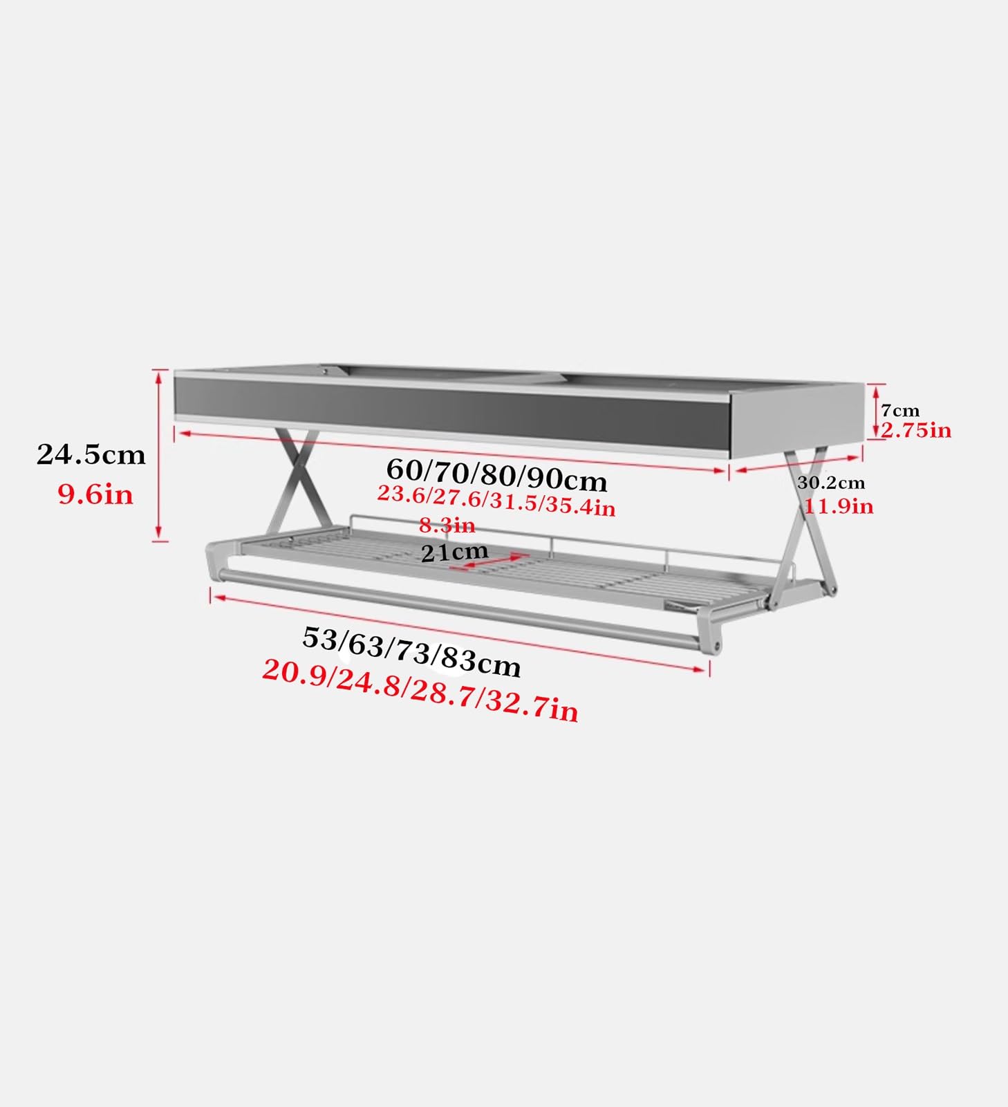 Organisateur de cuisine Organiseur de cuisine pliable et rétractable, étagère de rangement rétractable, étagère flottante en acier au carbone, gain de place, pour armoire à café, garde-manger, placard