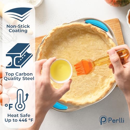 Perlli-Baking-Pan-8-Piece-Set-Nonstick-Gold-Carbon-Steel-Oven-Bakeware-Kitchen-Set-with-Silicone-Handles-Cookie-Sheet-Roasting-Pan-Lid-Square-Pan-Pie-Pan-Loaf-Pan-Pizza-Crisper-Muffin-Pan Perlli Baking Pan 8 Piece Set Nonstick Gold Carbon Steel Oven Bakeware Kitchen Set with Silicone Handles Cookie Sheet Roasting Pan Lid Square Pan Pie Pan Loaf Pan Pizza Crisper Muffin Pan