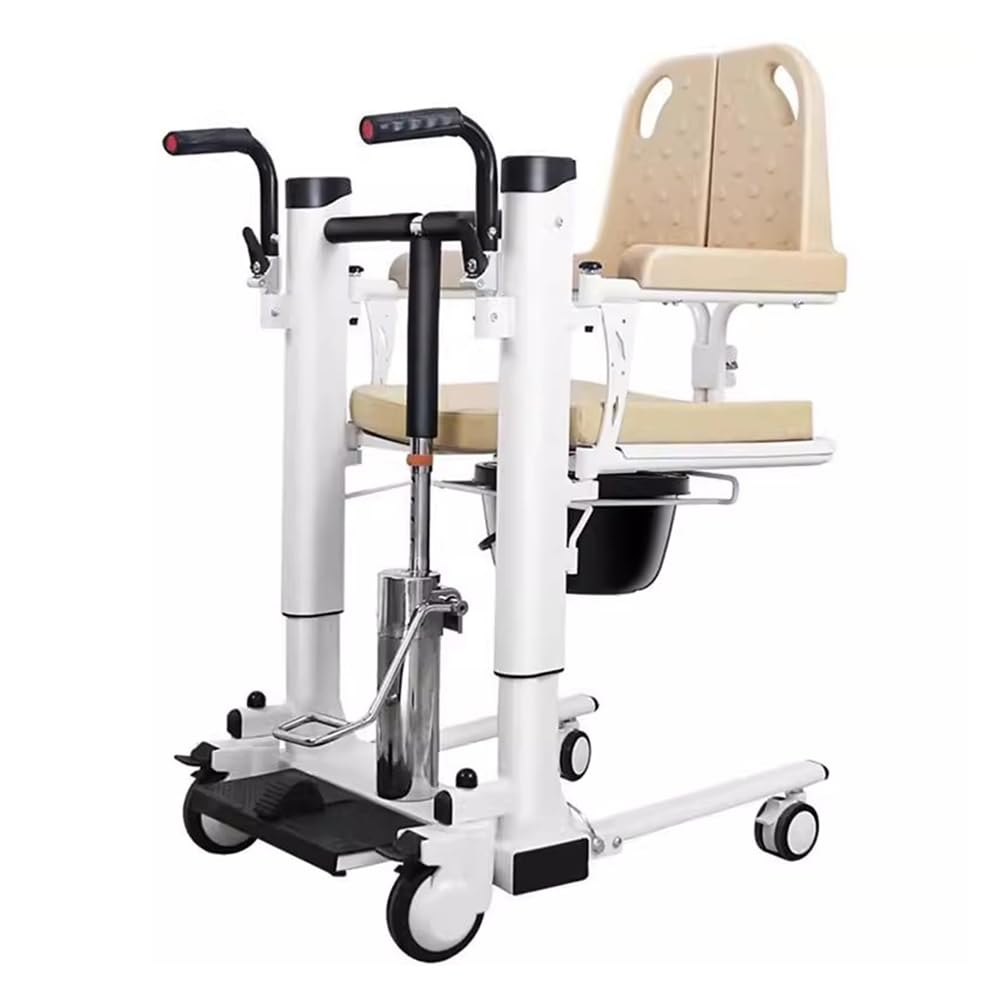 Aluminiowe hydrauliczne krzesło podnoszące pacjenta z miękką poduszką i wysokim oparciem, regulowana wysokość, nośność 113 kg, przenośny stojak pomocniczy do przenoszenia do opieki domowej