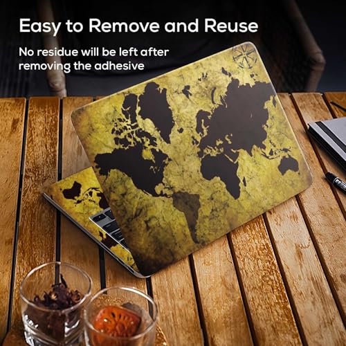 Image of Galaxsia World Map Grunge Full Body Vinyl Laptop Skin /Sticker /Cover Upto 15.6 Inches Laptops Laminated-Removable-HD Quality Compatible for Hp-Dell-Sony-Lenovo-Asus etc.(15x10 Inches)