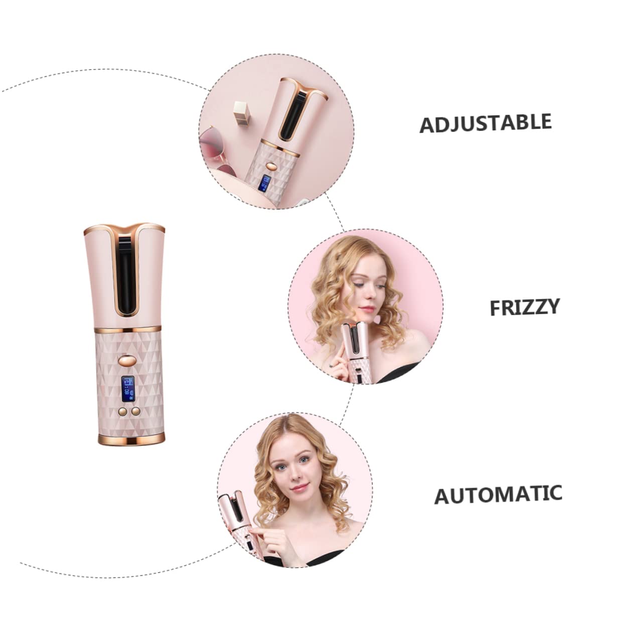 UKCOCO Rizador de Pelo Automático Inalámbrico Recargable por USB Recubrimiento Cerámico y Aleación para Peinados DIY en Casa para Mujer