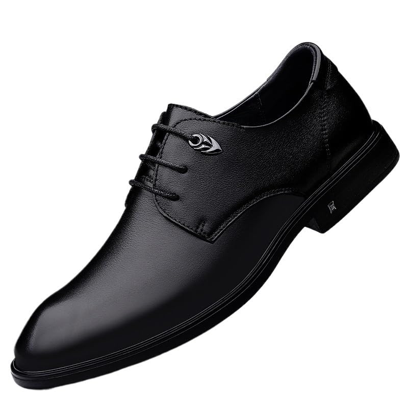 Classic Dress Oxford for Men's Lace Up Vegan Leather Wingtip Classic Anti-Slip Rubber Sole Slip Resistant Block Heel