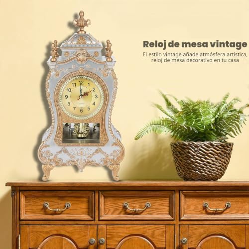 Reloj de mesa de estilo europeo vintage antiguo con péndulo blanco para hogar 8