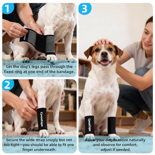 Image of Dog Leg Brace - Front & Rear Leg Support with Compression Wrap for Canine Joint Stability